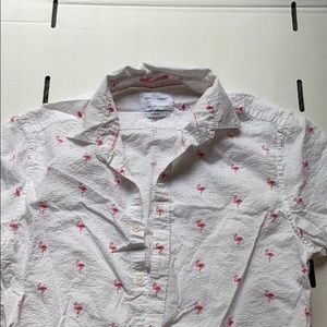 Slim fit button down shirt with flamingos